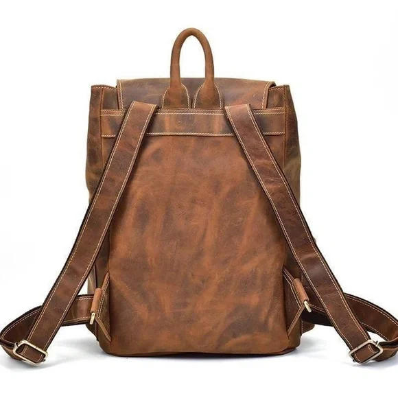 GRUNTLUXURY Brown Buffalo Leather Backpack